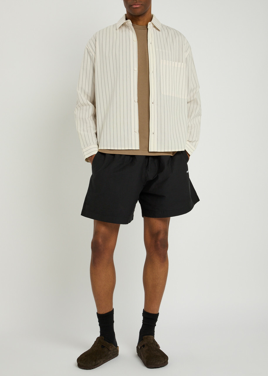 Mki Miyuki Zoku Box Dress Striped Seersucker Shirt Off White