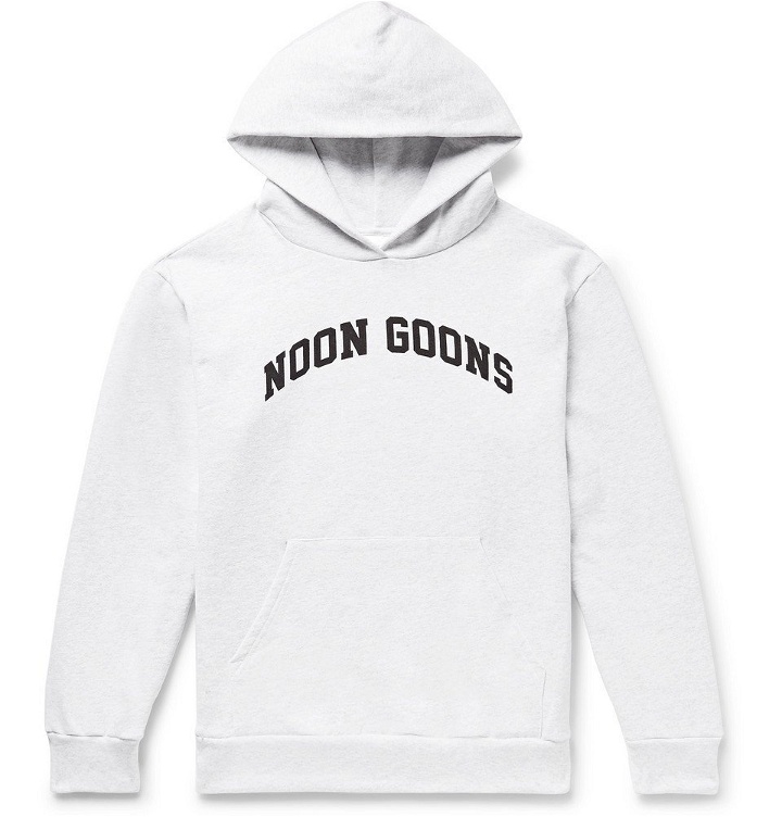 Photo: Noon Goons - Logo-Print Fleece-Back Cotton-Jersey Hoodie - Men - Light gray