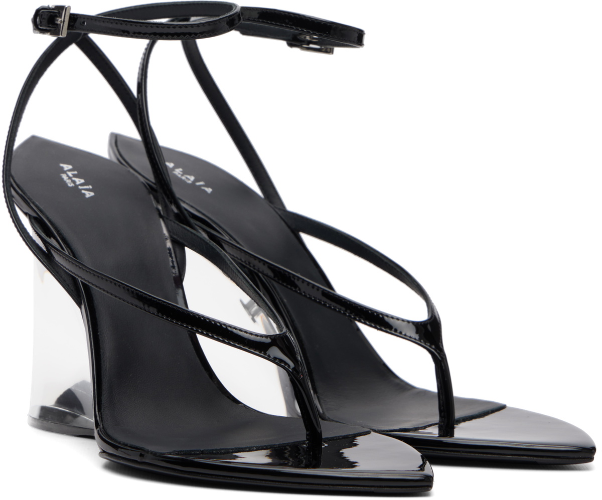ALAÏA Black Invisible Thong Heeled Sandals