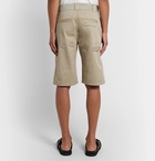 Fendi - Suede-Panelled Cotton-Gabardine Shorts - Neutrals