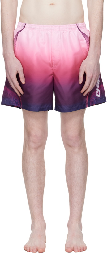 Photo: Casablanca Pink Gradient Printed Swim Shorts
