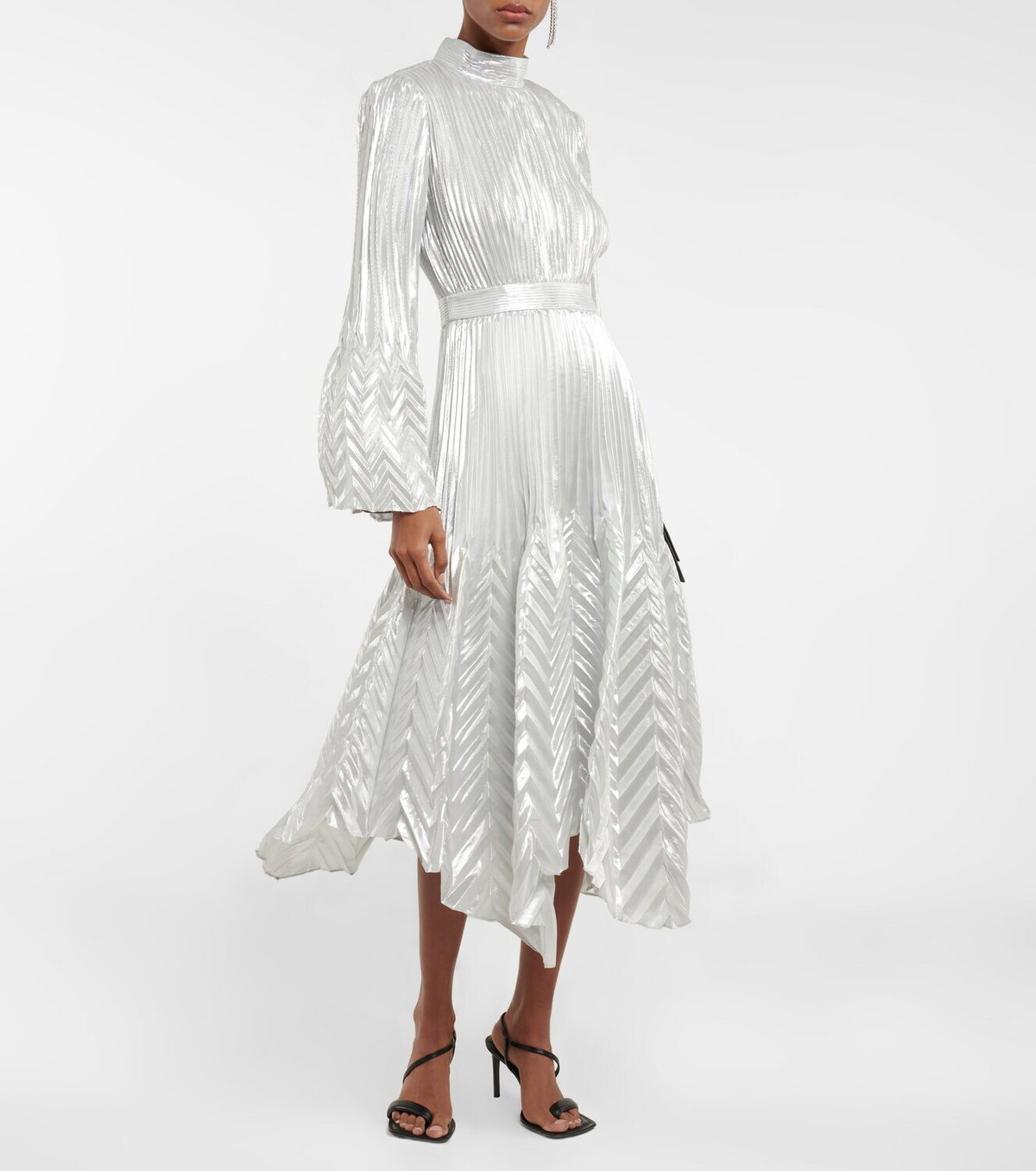 midi dress puffed sleeves Anne Klein A-Line Morden Midi Dress