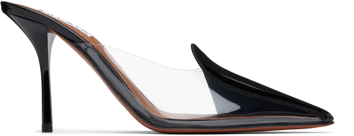 SL SQUARE TOE MULES BLACK CALFSKIN