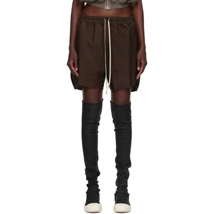 Photo: Rick Owens Brown Tower Boxers Leather Shorts