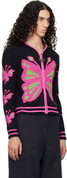 Chopova Lowena Black Neon Butterfly Hoodie
