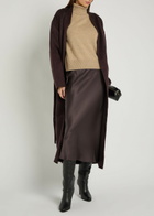 Anine Bing Bar Silk Midi Skirt Dark Brown