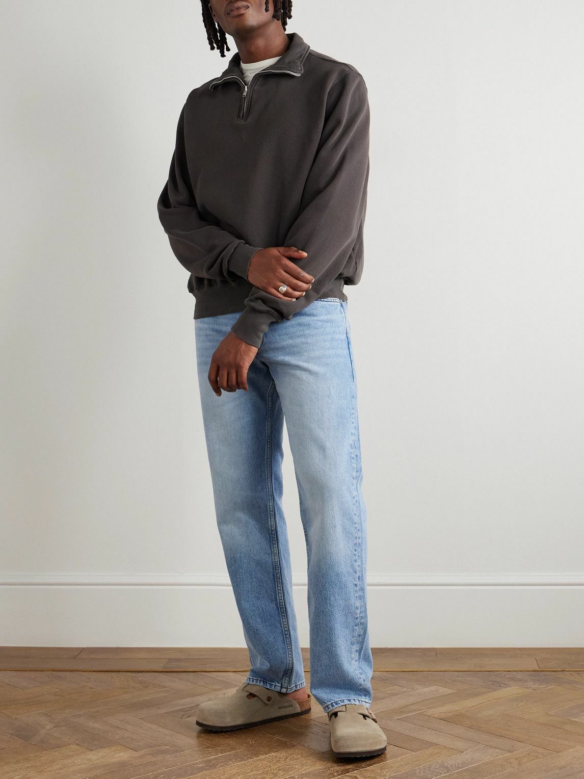 Les Tien - Yacht Garment-Dyed Cotton-Jersey Half-Zip Sweatshirt - Gray
