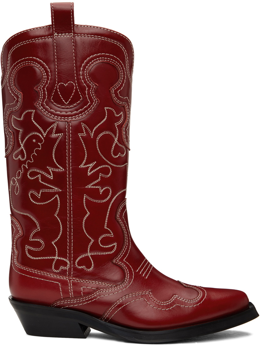 【関税込み】GANNI 'Western' texas boots ganni-black-embroidered-low-