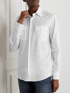 Ralph Lauren Purple label - Herringbone Cotton-Flannel Shirt - White