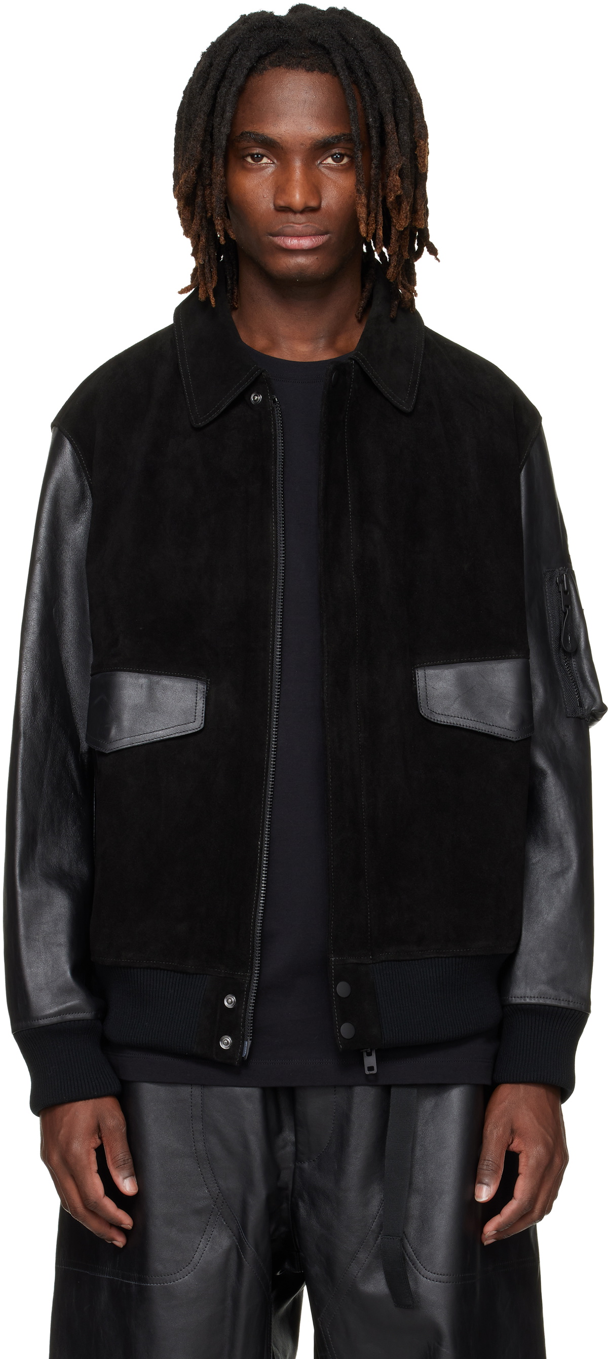 Y-3 Black Mercedes-AMG F1 Edition Racing Leather Jacket