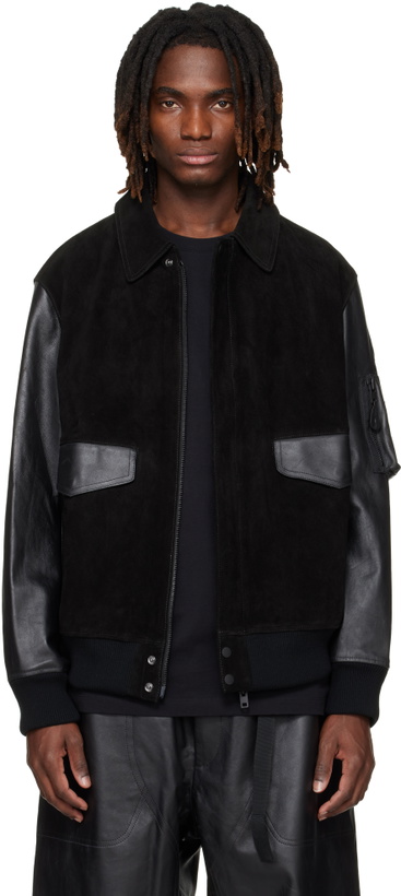 Photo: Y-3 Black Mercedes-AMG F1 Edition Racing Leather Jacket