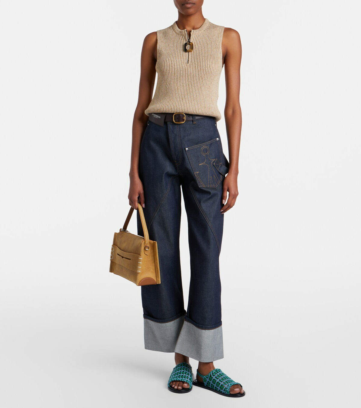 JW Anderson Twisted embroidered straight jeans