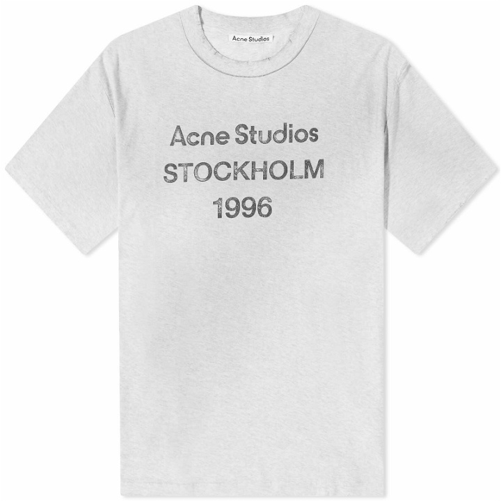 Photo: Acne Studios Men's Exford 1996 Logo T-Shirt in Pale Grey Melange