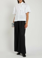 Simone Rocha Floral-appliquéd Cropped Cotton-poplin Shirt White