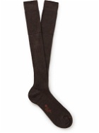 Loro Piana - Ribbed Cashmere and Silk-Blend Socks - Brown