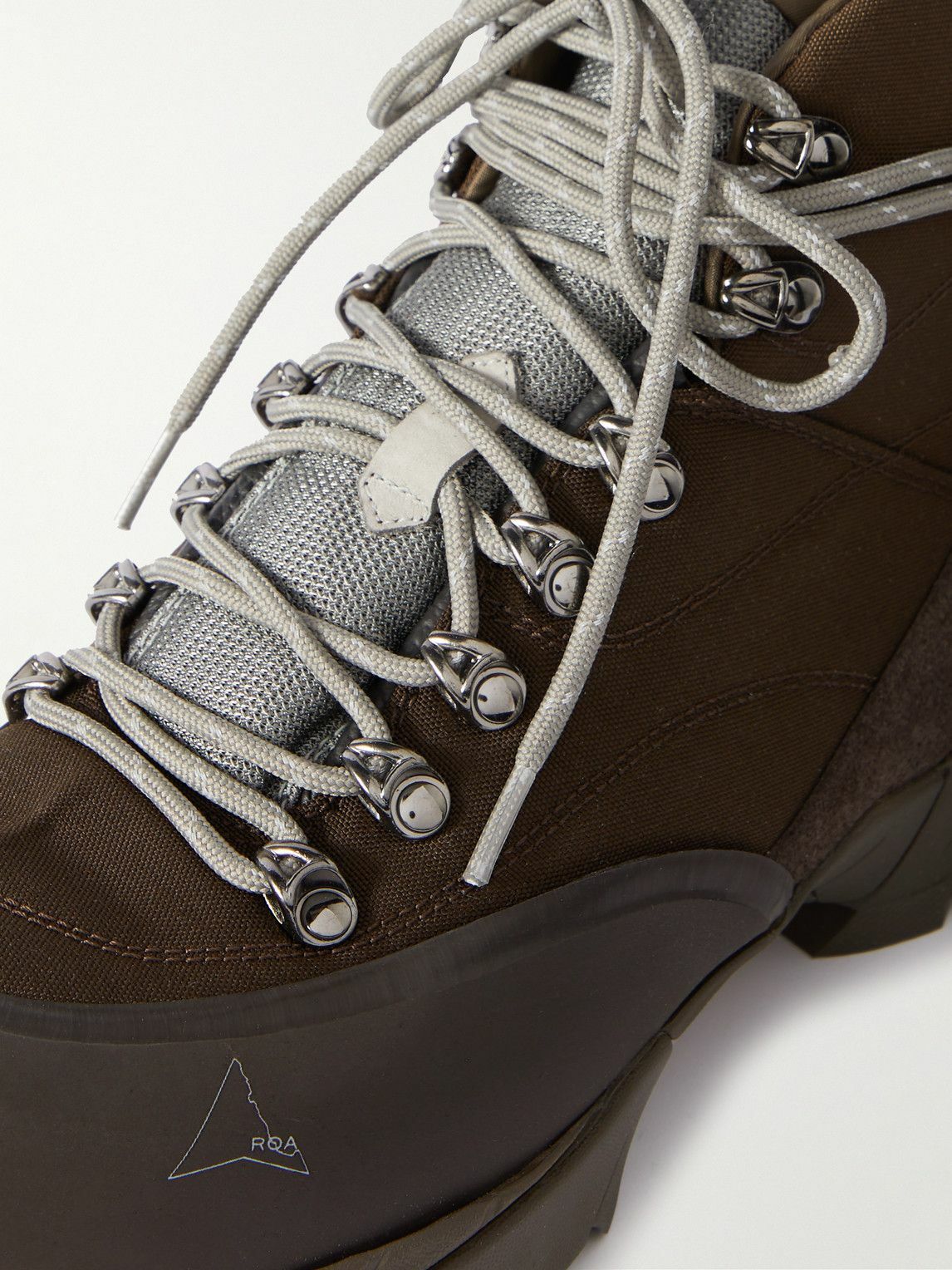 ROA Mesh, Suede, Rubber and Canvas Hiking Boots Brown ROA