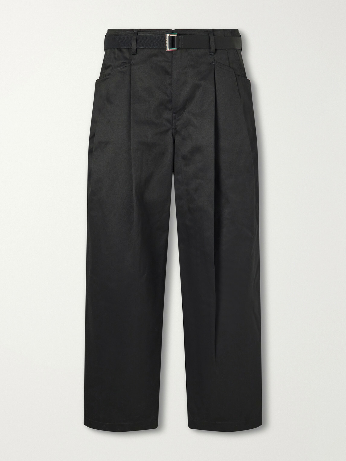Sacai - Wide-Leg Cotton Chinos - Black
