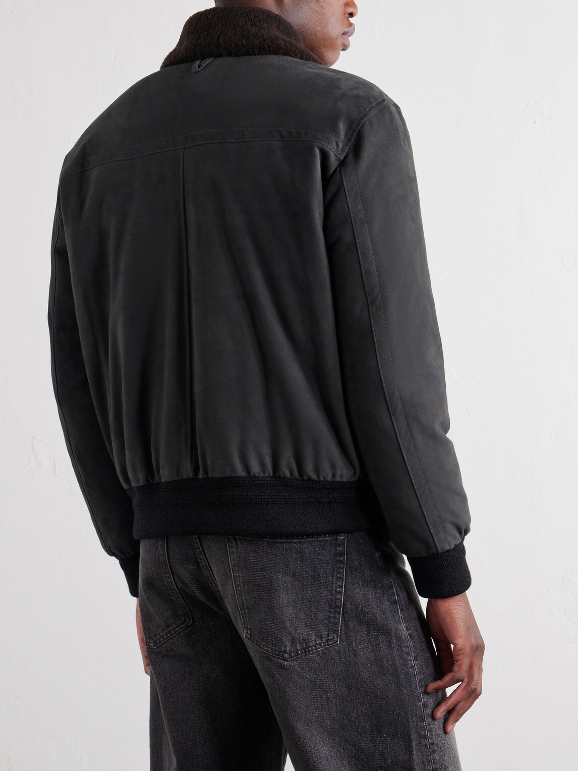 Valstar - Cudden Plush-Trimmed Suede Down Jacket - Black