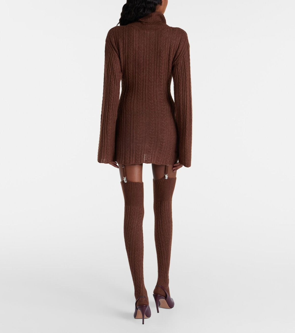 Aya Muse Belted semi-sheer minidress