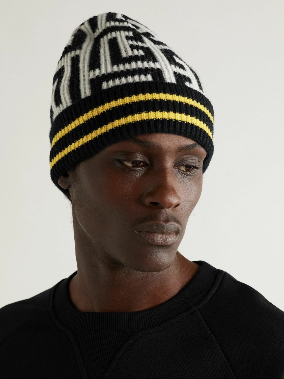 BALMAIN Cashmere Beanie Hat Balmain Mariniere Cashmere-Blend Beanie | Neiman Marcus main image 3