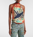 Etro Printed halterneck silk top