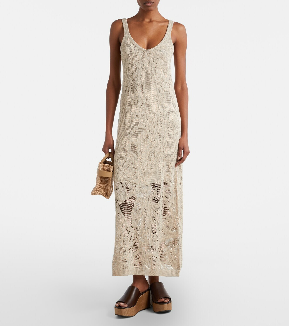 Brunello Cucinelli Dazzling Water Lillies knitted midi dress