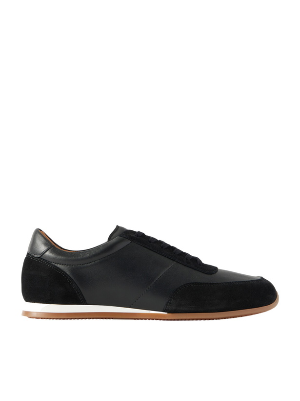 Photo: Mr P. - Suede-Trimmed Leather Sneakers - Black