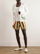 Casablanca - Straight-Leg Logo-Appliquéd Striped Cotton-Blend Terry Shorts - Green