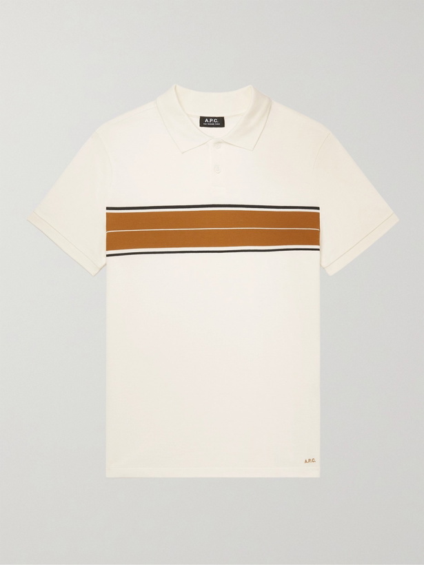 Photo: A.P.C. - Ruben Slim-Fit Striped Cotton-Piqué Polo Shirt - Neutrals