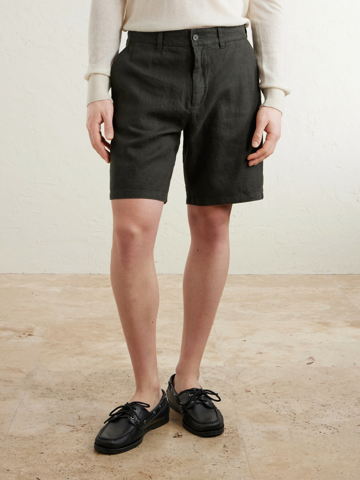 NN07 - Aden 1454 Straight-Leg Linen Shorts - Green