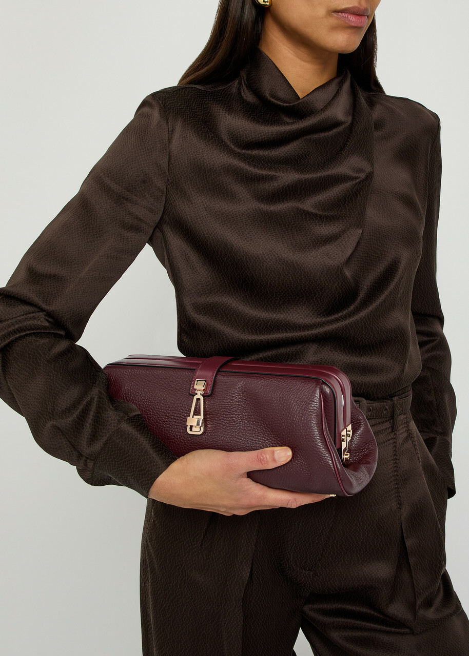 Gabriela Hearst Paola Grained Leather Clutch - Bordeaux - One Size