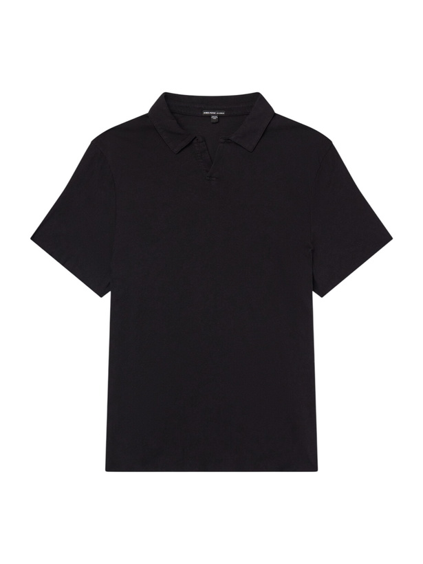 Photo: James Perse - Open-Collar Cotton-Jersey Polo Shirt - Black