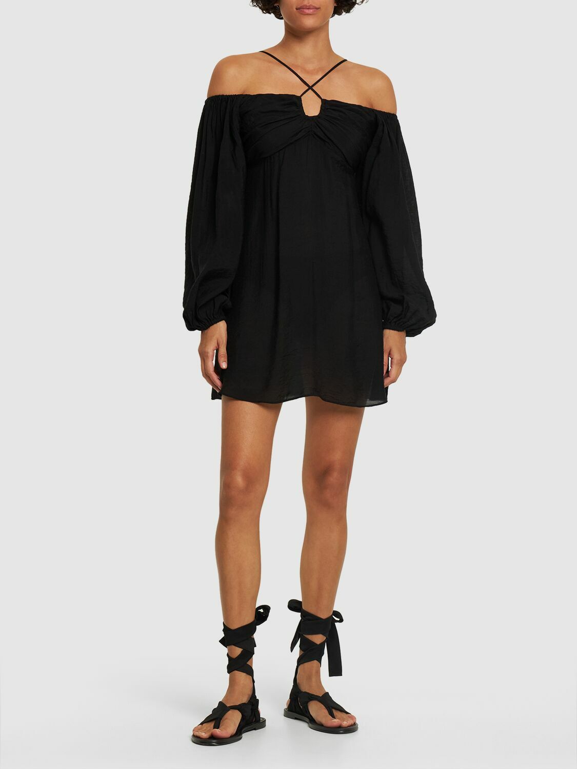 DESIGNERS REMIX Vera Off-shoulder Viscose Mini Dress