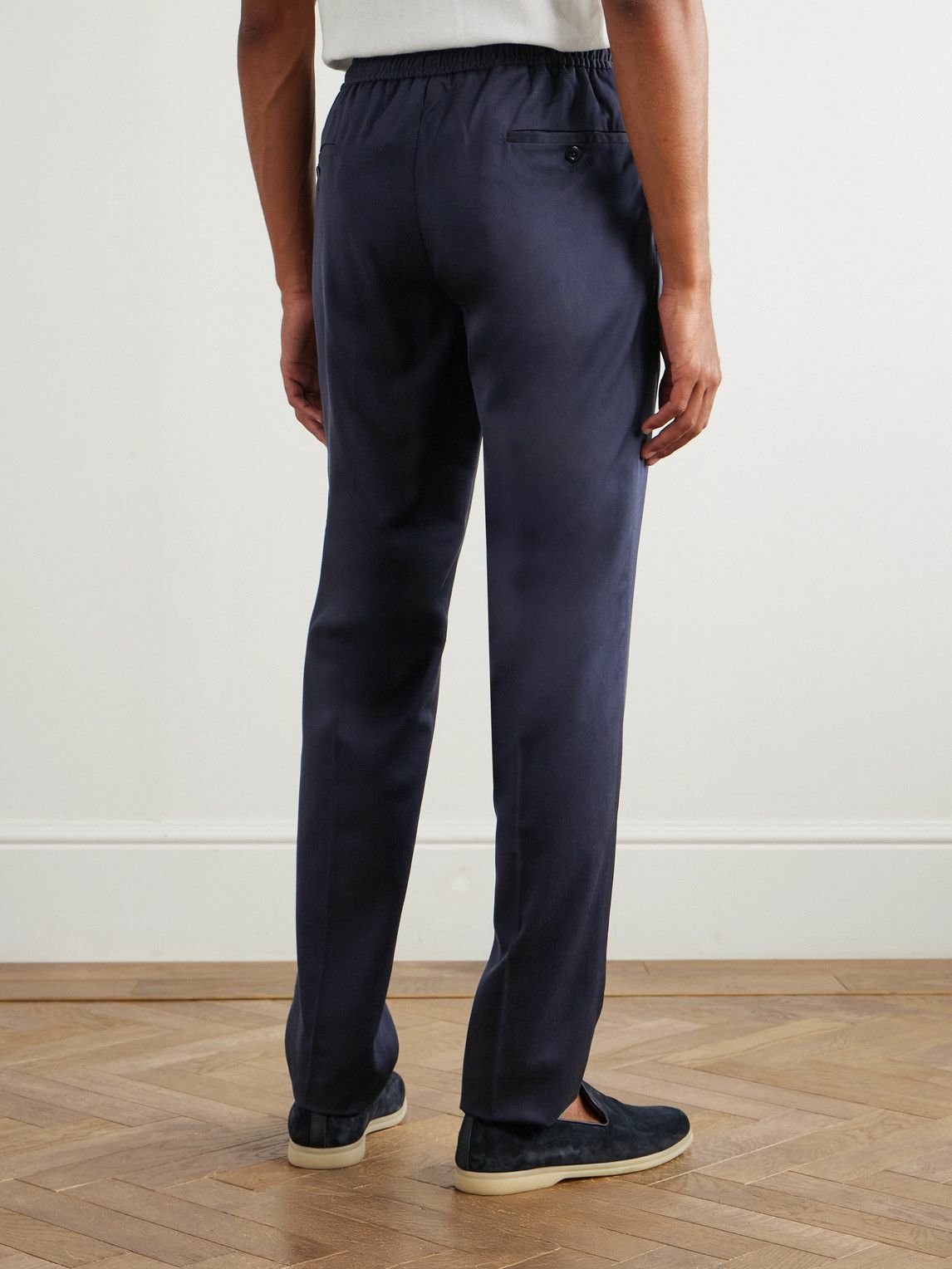 Rubinacci - Leisure Straight-Leg Pleated Silk-Twill Trousers - Blue