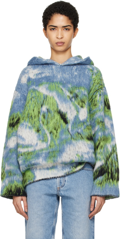 Photo: The Attico Blue Swan Print Hoodie