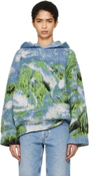 The Attico Blue Swan Print Hoodie