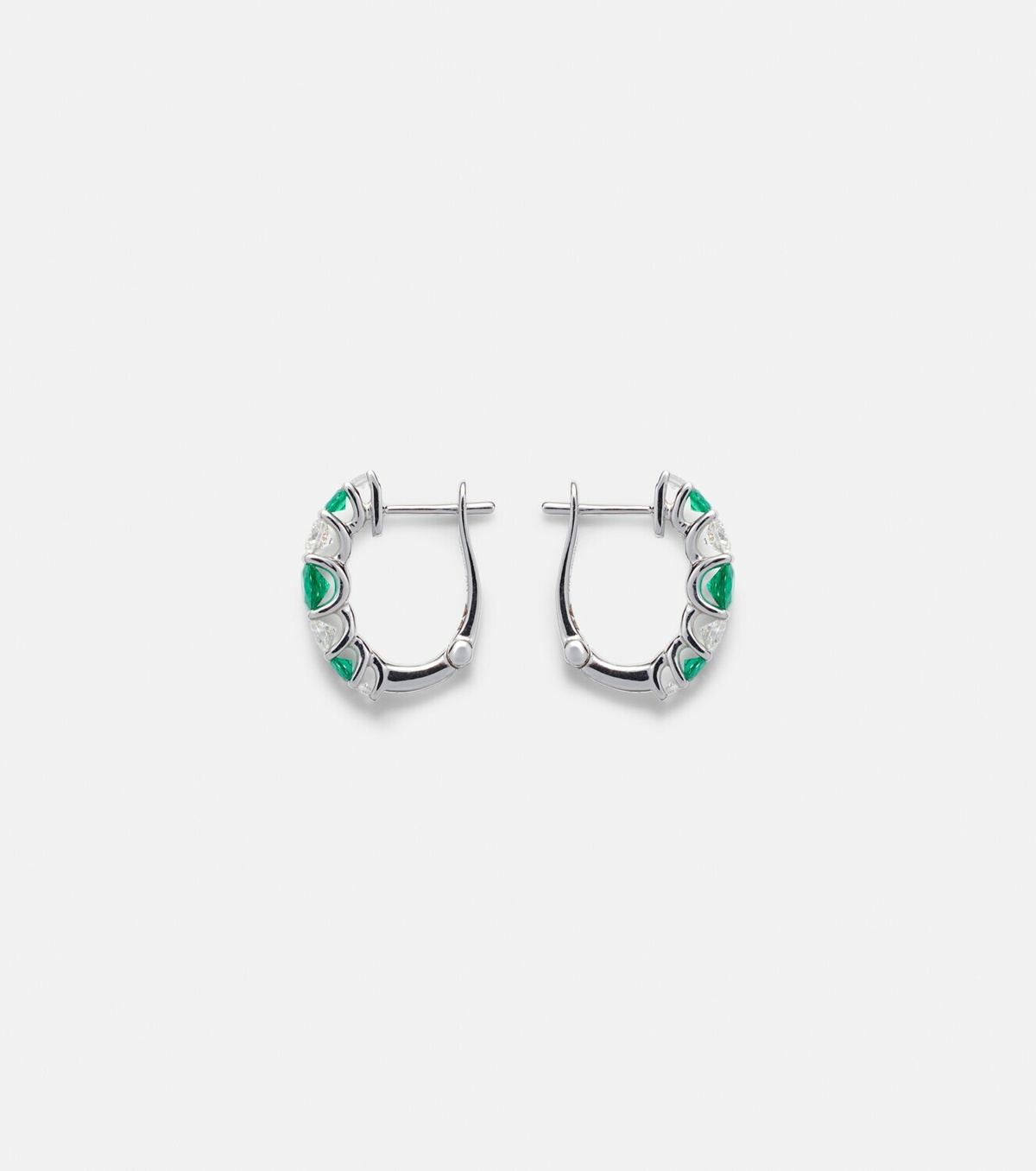 Bucherer Fine Jewellery Classics 18kt white gold hoop earrings with emeralds and diamonds