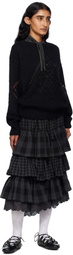 OPEN YY Black Alpaca Argyle Pointelle Sweater