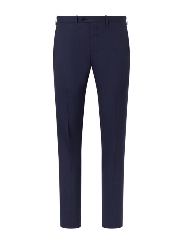 Photo: Kiton - Slim-Fit Straight-Leg Wool-Fresco Suit Trousers - Blue