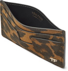 TOM FORD - Leopard-Print Nubuck Cardholder - Men - Green