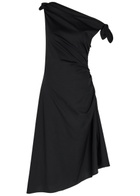 Staud Bellaria Ruched Stretch-cotton Midi Dress Black