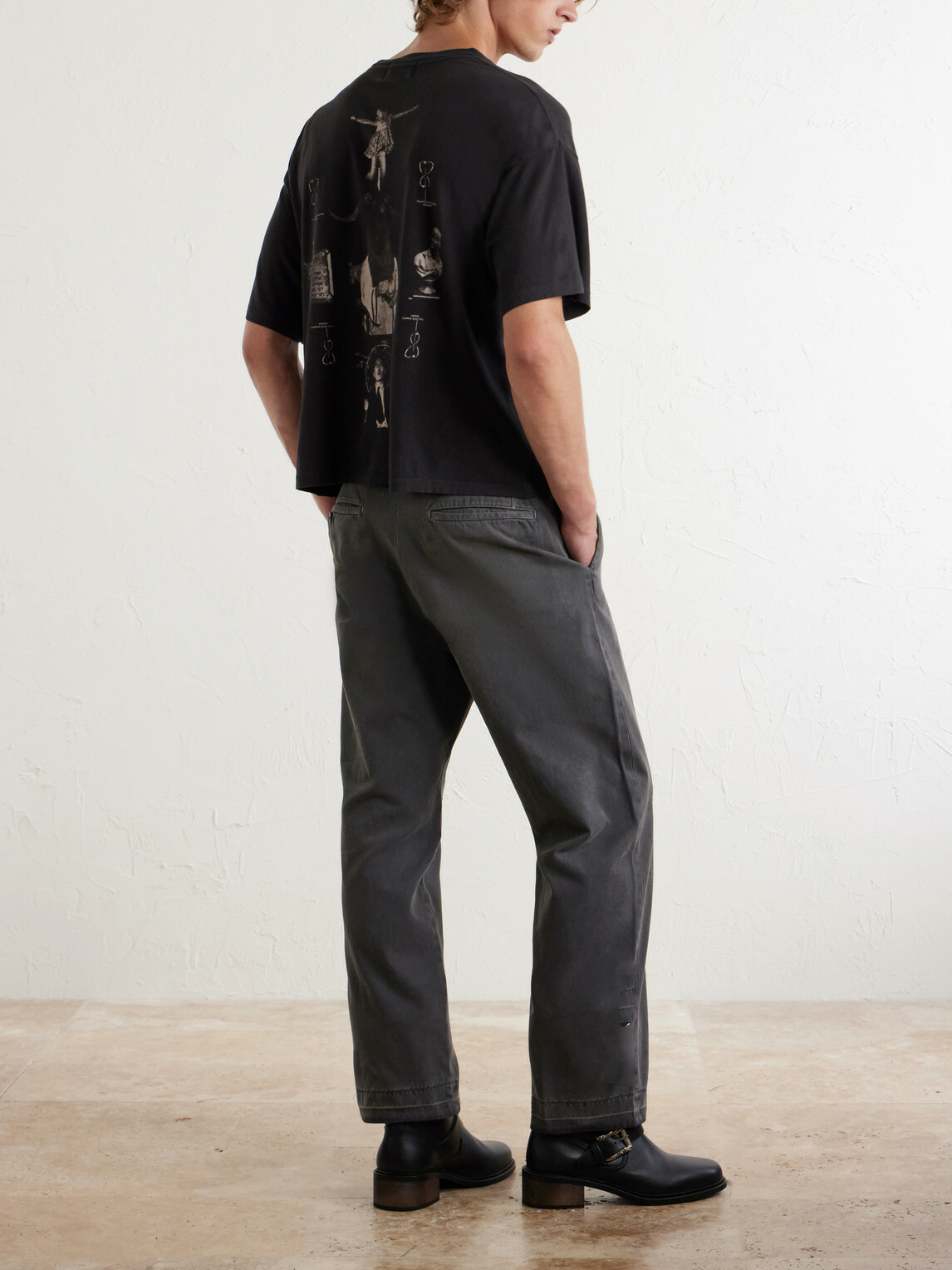 Enfants Riches Déprimés - Antique Work Straight-Leg Distressed Cotton Trousers - Gray