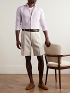 Dunhill - Straight-Leg Pleated Linen Bermuda Shorts - Neutrals