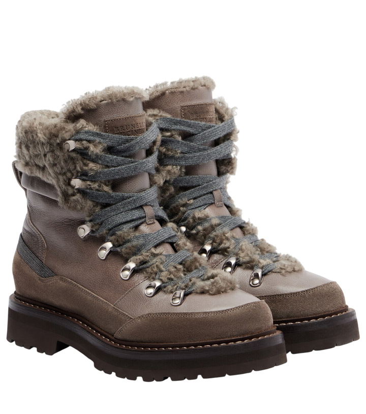 Photo: Brunello Cucinelli Shearling-lined leather ankle boots