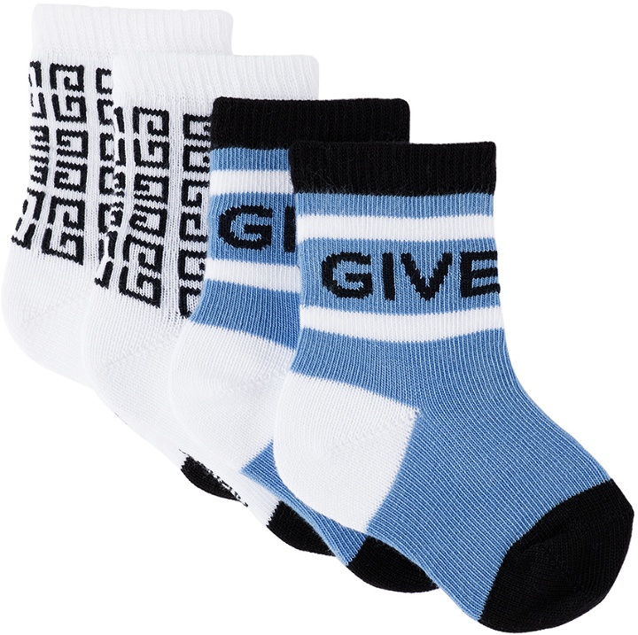 Photo: Givenchy Two-Pack Baby Multicolor Logo Socks