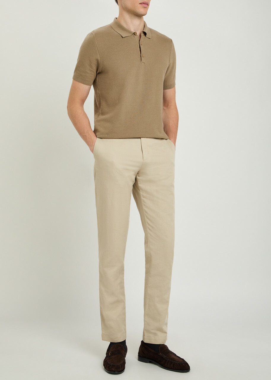 Sunspel Piqué Cotton Polo Shirt Brown