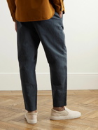 Mr P. - James Tapered Garment-Dyed Cotton and Linen-Blend Trousers - Blue
