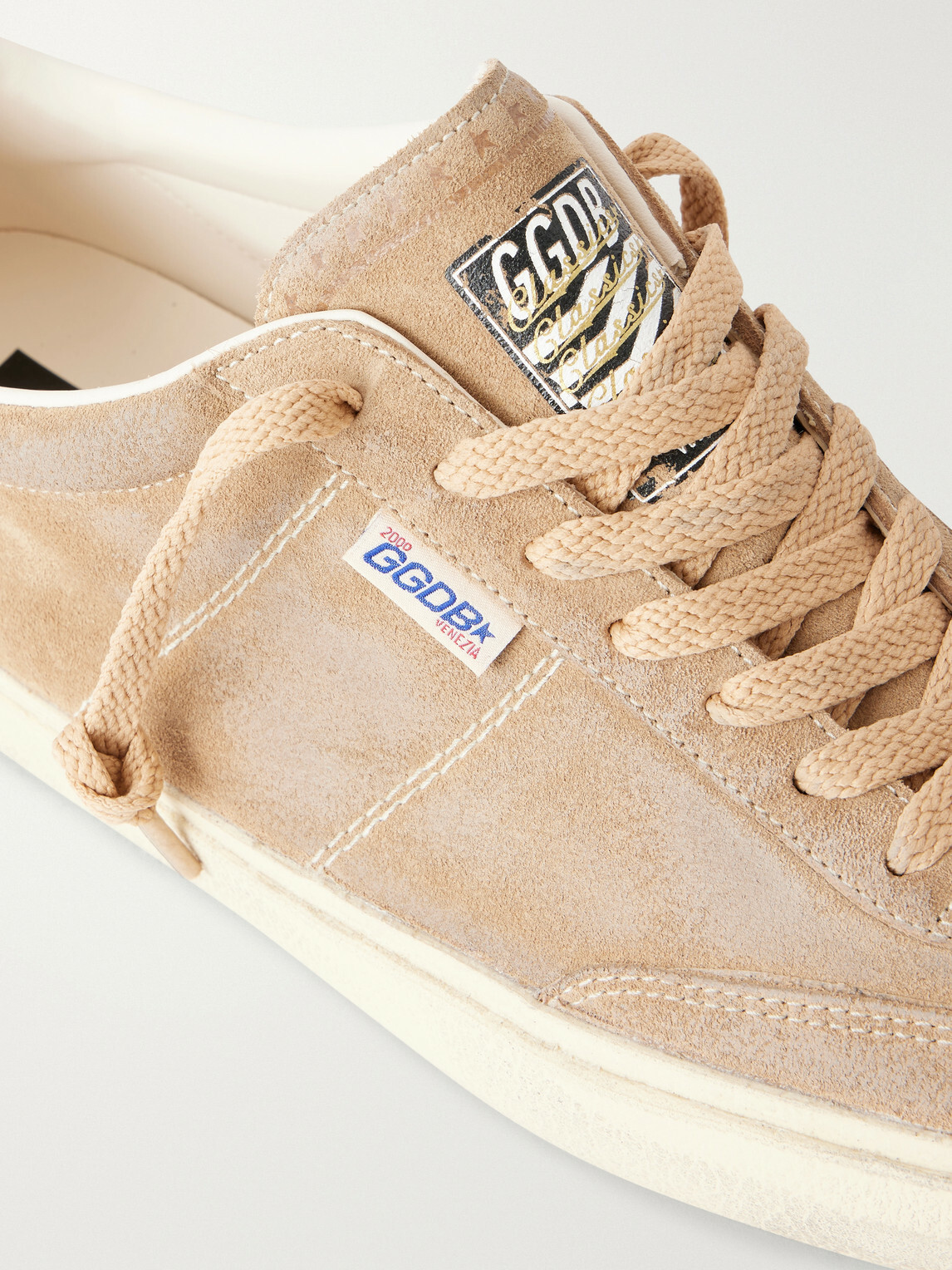 Golden Goose - Super-Star Distressed Leather-Trimmed Suede Sneakers - Brown