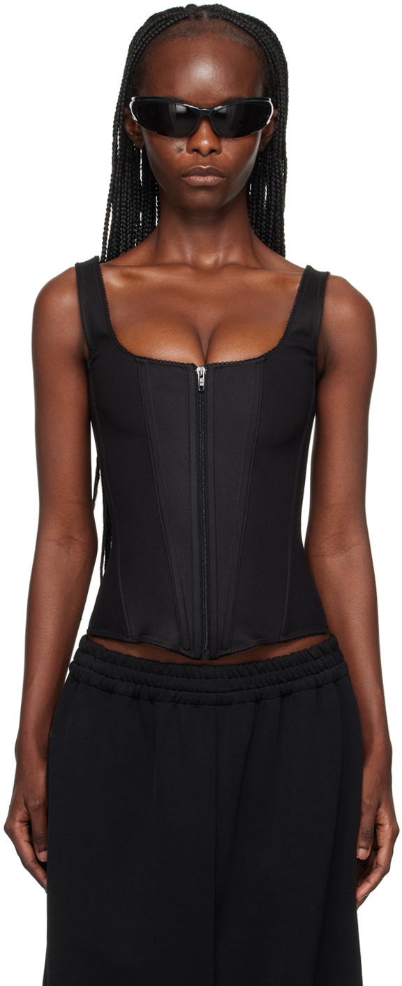 Balenciaga Black Scalloped Trim Tank Top