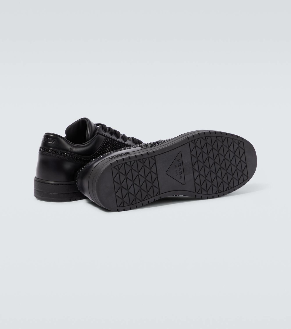 Prada Crystal-Embellished Leather Lace Ups Prada Studded leather lace-ups - Black - Men|2EG2943ZK1002 main image 3